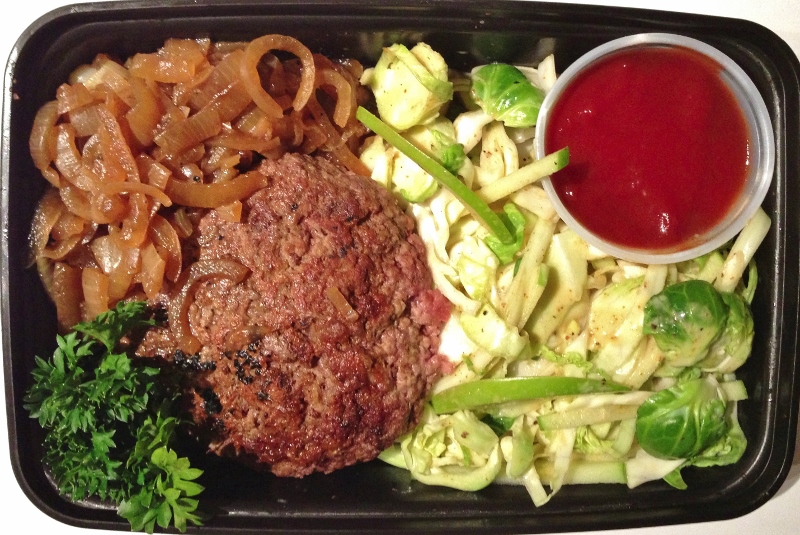 Bison Burger with Brussels Sprout and Apple Slaw